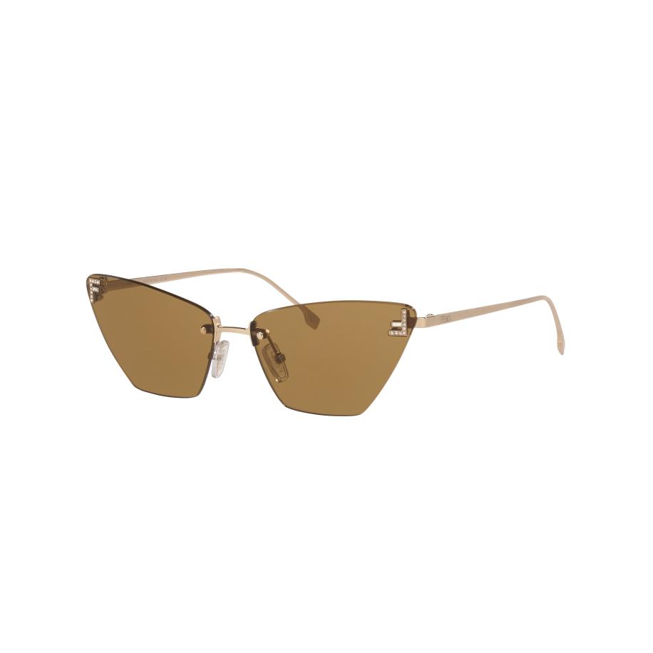 Fendi Vrouwelijk Sunglass Fendi First Crystal FE4160US - Framekleur: Goud roze, Lenskleur: Bruin Bruin