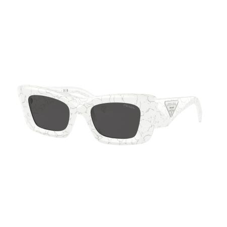 Prada Vrouwelijk Sunglass PR 13ZS - Framekleur: Matte White Marble, Lenskleur: Donkergrijs
