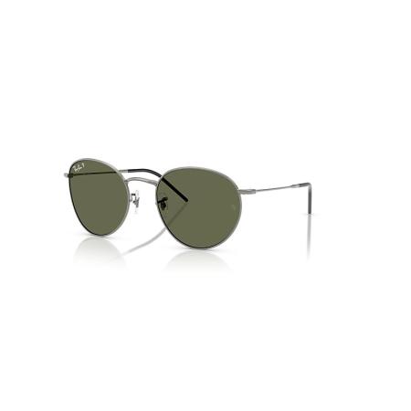 Ray-Ban Round Reverse zonnebril Staalgrijs montuur Groen glazen Gepolariseerd 53-21