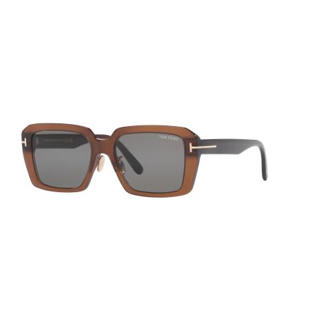 Tom Ford Mannelijk Sunglass FT1164-K - Framekleur: Bruin glanzend, Lenskleur: Grijs