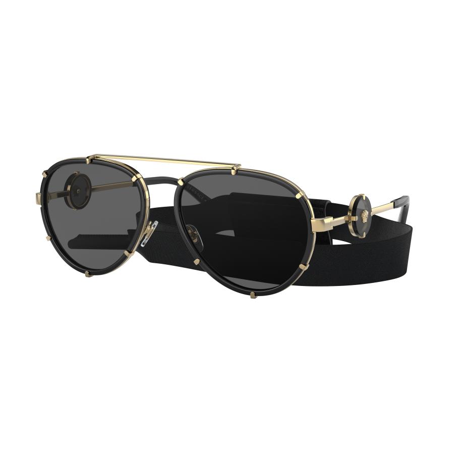 Versace Vrouwelijk Sunglass VE2232 - Framekleur: Zwart, Lenskleur: Donkergrijs Grijs