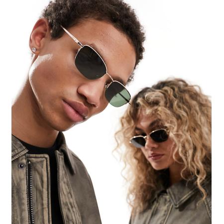 Reclaimed Vintage Uniseks zonnebril met D-vormig montuur in zwart