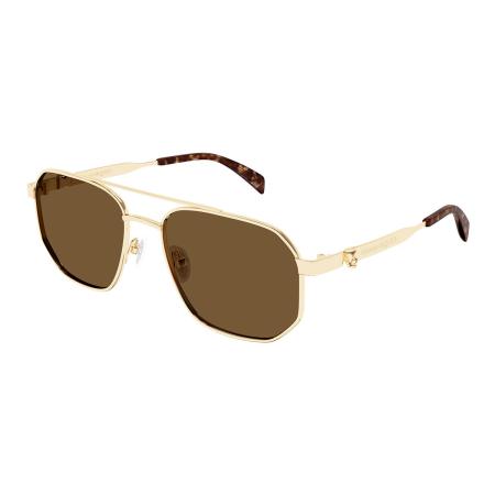 Alexander McQueen AM0458S Aziatische pasvorm 002 Goud Heren Zonnebril