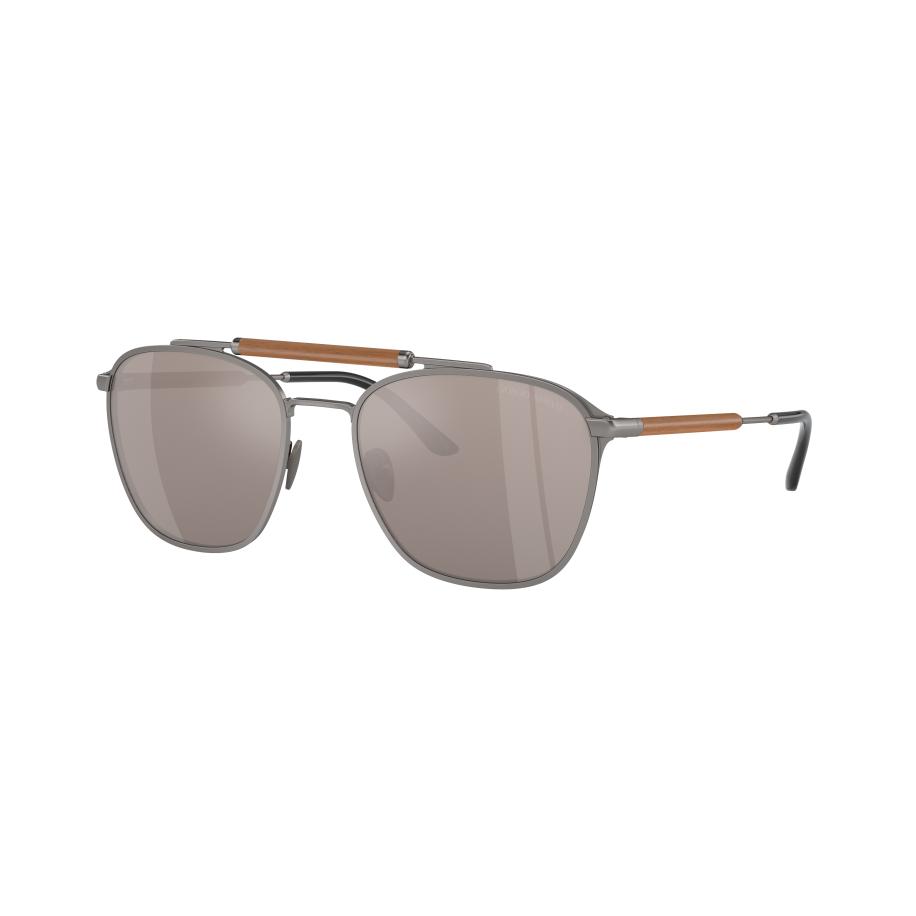Giorgio Armani Mannelijk Sunglass AR6149 - Framekleur: Mat Staalgrijs, Lenskleur: Helder spiegelend echt titanium Multicolor