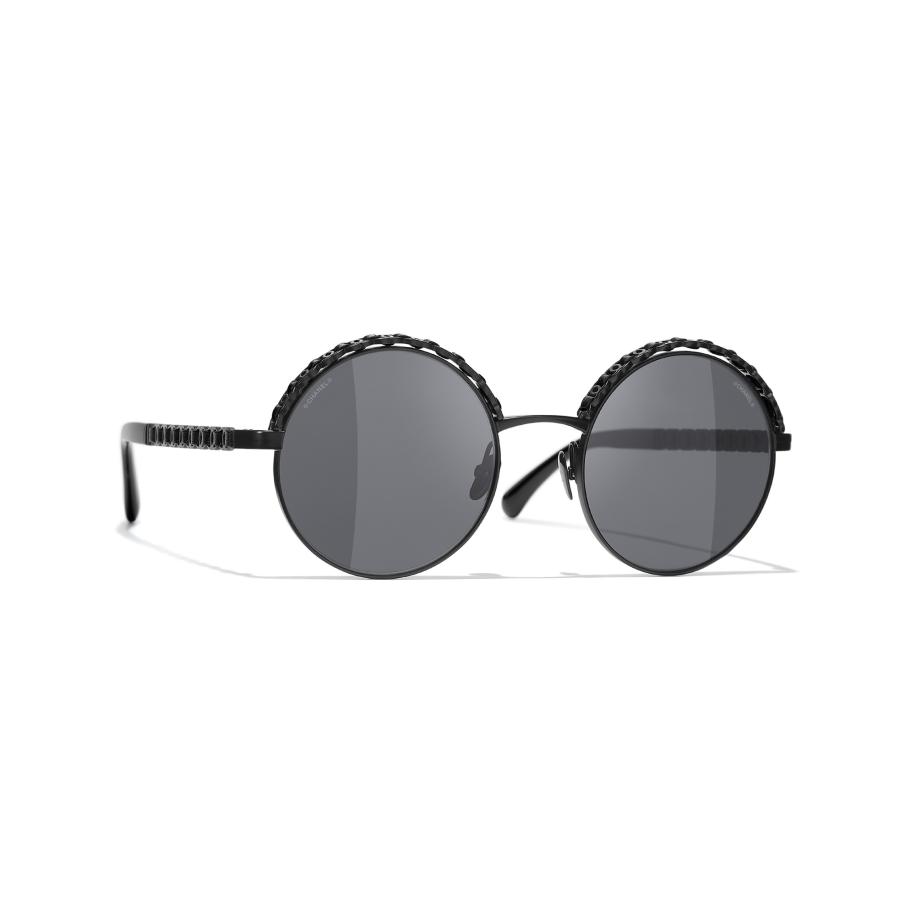 Chanel Vrouwelijk Sunglass Round Sunglasses CH4265Q - Framekleur: Zwart, Lenskleur: Grijs Grijs