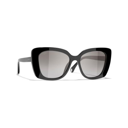 Chanel Vrouwelijk Sunglass Rectangle Sunglasses CH5504 - Framekleur: Zwart, Lenskleur: Grijs