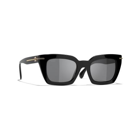 Chanel Vrouwelijk Sunglass Square Sunglasses CH5509 - Framekleur: Zwart, Lenskleur: Grijs