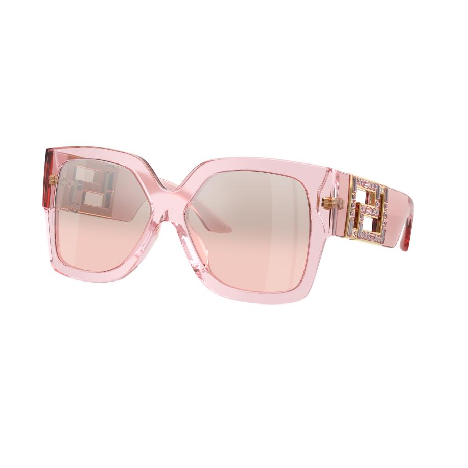 Versace Vrouwelijk Sunglass VE4402 - Framekleur: Transparant Roze, Lenskleur: Lichtroze spiegelend zilver Multicolor