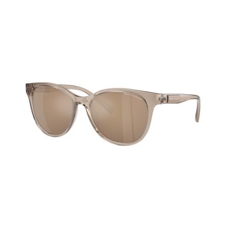 Armani Exchange Vrouwelijk Sunglass AX4144SU - Framekleur: Glanzend Transparant Bruin, Lenskleur: Bruin Gespiegeld Goud