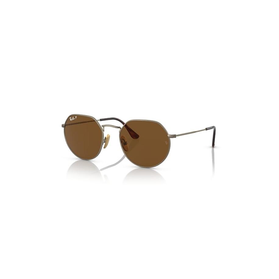 Ray-Ban Jack Titanium zonnebril Goud montuur Bruin glazen Gepolariseerd 51-20 Goud