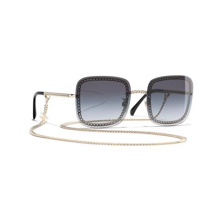 Chanel Vrouwelijk Sunglass Square Sunglasses CH4244 - Framekleur: Goud, Lenskleur: Grijs