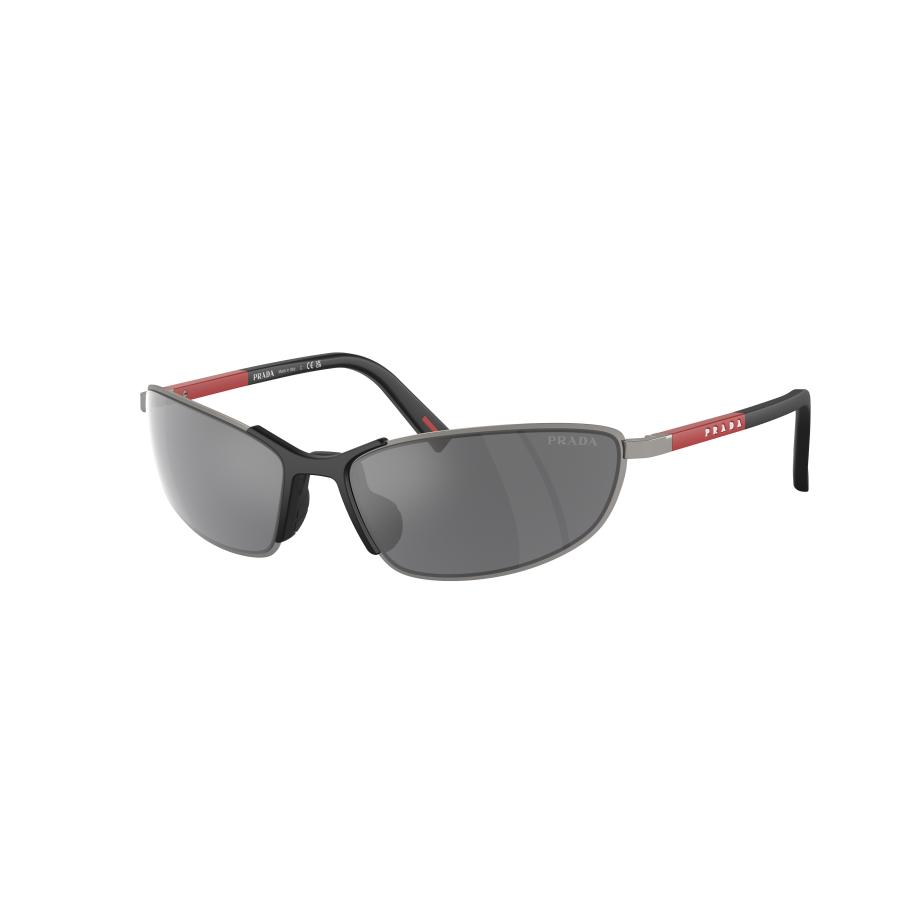 Prada Linea Rossa Mannelijk Sunglass PS 55ZS - Framekleur: Staalgrijs, Lenskleur: Grijs gespiegeld zwart Multicolor
