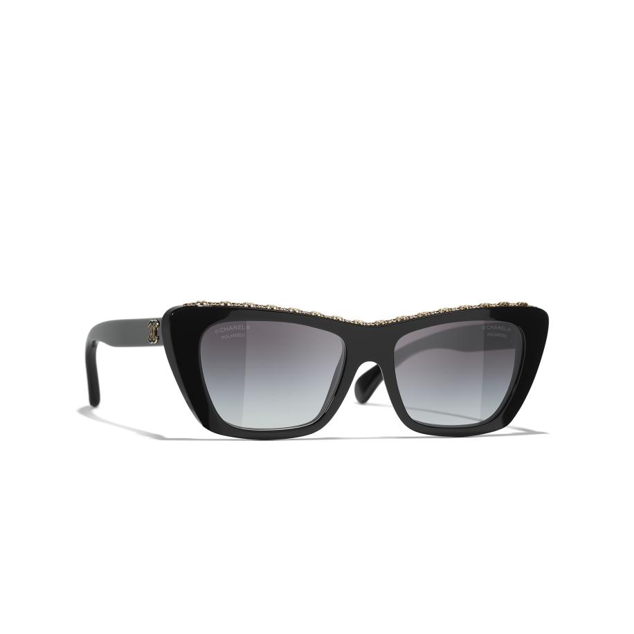 Chanel Vrouwelijk Sunglass Butterfly Sunglasses CH5540 - Framekleur: Zwart, Lenskleur: Grijs Grijs