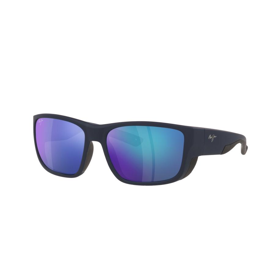 Maui Jim Unisex Sunglass Amberjack - Framekleur: Blauw zwart, Lenskleur: Blauw gespiegeld polarized Blauw
