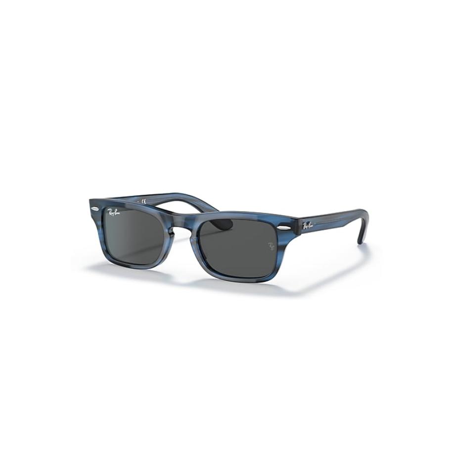 Ray-Ban Burbank Kids zonnebril Blauw Gestreept montuur Grijs glazen 43-19 Multicolor
