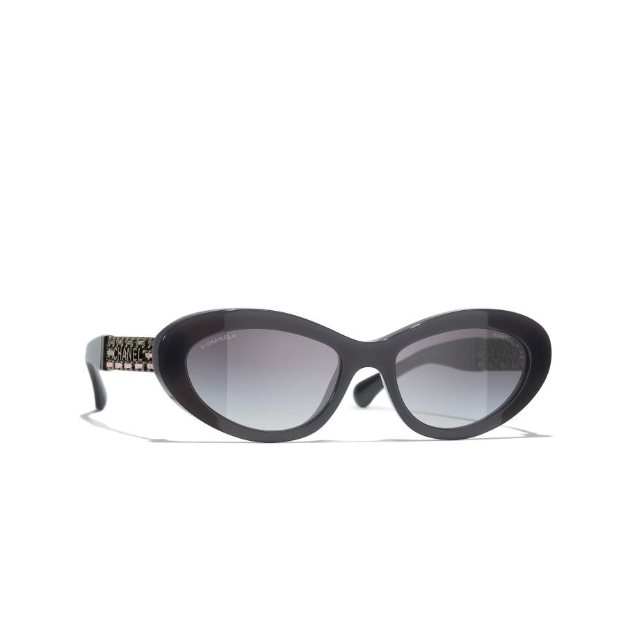 Chanel Vrouwelijk Sunglass Cat Eye Sunglasses CH5538Q - Framekleur: Grijs, Lenskleur: Grijs Grijs
