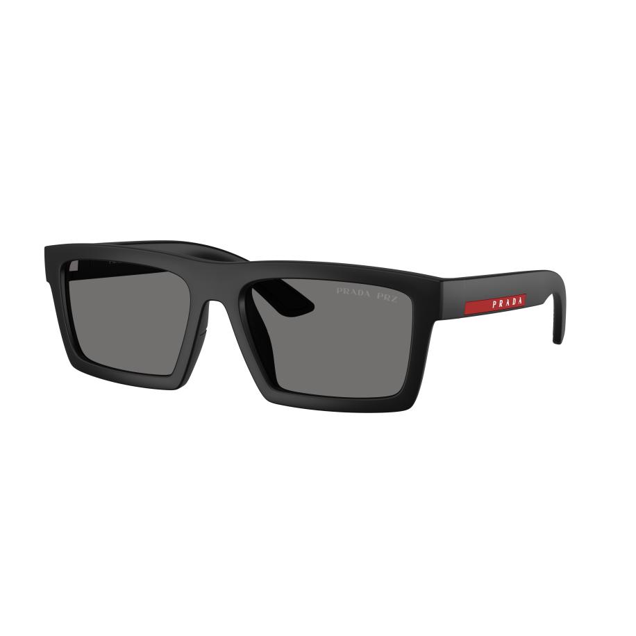 Prada Linea Rossa Mannelijk Sunglass PS A07S - Framekleur: Matzwart, Lenskleur: Donkergrijs Polar Grijs