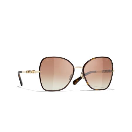 Chanel Vrouwelijk Sunglass Butterfly Sunglasses CH4283 - Framekleur: Goud, Lenskleur: Bruin