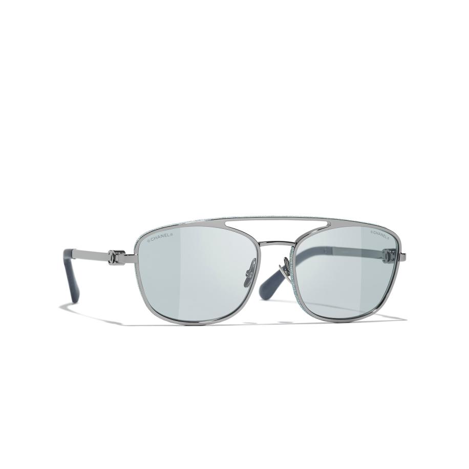 Chanel Vrouwelijk Sunglass Pilot Sunglasses CH4290Q - Framekleur: Ruthenium, Lenskleur: Grijs Grijs