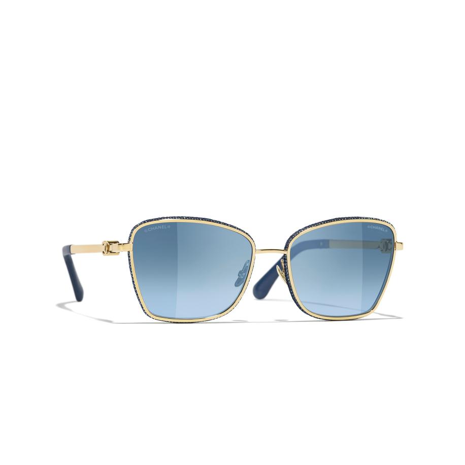 Chanel Vrouwelijk Sunglass Square Sunglasses CH4289Q - Framekleur: Goud, Lenskleur: Grijs Grijs