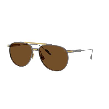 Brunello Cucinelli Mannelijk Sunglass BC2012ST - Framekleur: Staalgrijs/18K goud, Lenskleur: Bruin Polar