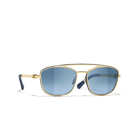 Chanel Vrouwelijk Sunglass Pilot Sunglasses CH4290Q - Framekleur: Goud, Lenskleur: Grijs