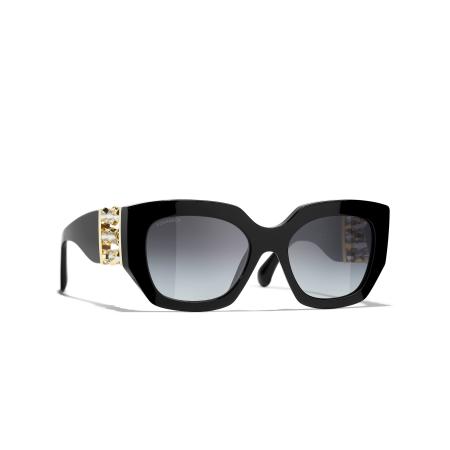 Chanel Vrouwelijk Sunglass Cat Eye Sunglasses CH5545 - Framekleur: Zwart, Lenskleur: Grijs