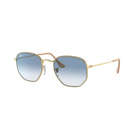 Ray-Ban Unisex Sunglass RB3548 Hexagonal - Framekleur: Arista goud, Lenskleur: Lichtblauw gradiënt