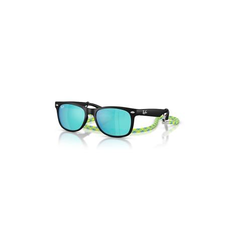 Ray-Ban New Wayfarer Kids Summer Capsule zonnebril Rubber Zwart montuur Blauw glazen 47-15