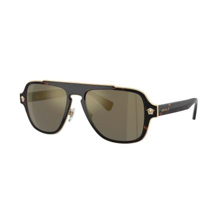Versace Mannelijk Sunglass VE2199 - Framekleur: Havana, Lenskleur: Donkergrijs gespiegeld goud