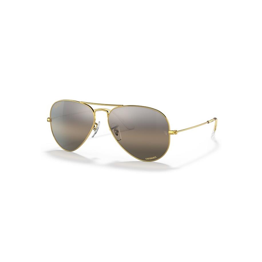 Ray-Ban Aviator Chromance zonnebril Goud montuur Zilver glazen Gepolariseerd 58-14 Goud