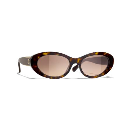 Chanel Vrouwelijk Sunglass Oval Sunglasses CH5515 - Framekleur: Donker Havana, Lenskleur: Bruin