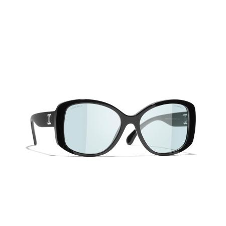 Chanel Vrouwelijk Sunglass Butterfly Blue Light Glasses CH3476S - Framekleur: Zwart, Lenskleur: Lichtblauw