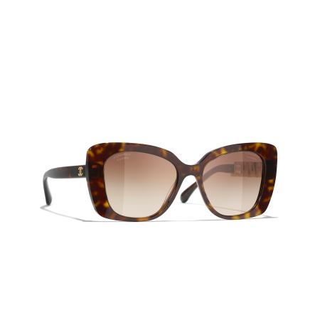 Chanel Vrouwelijk Sunglass Square Sunglasses CH5422B - Framekleur: Donker Havana, Lenskleur: Bruin