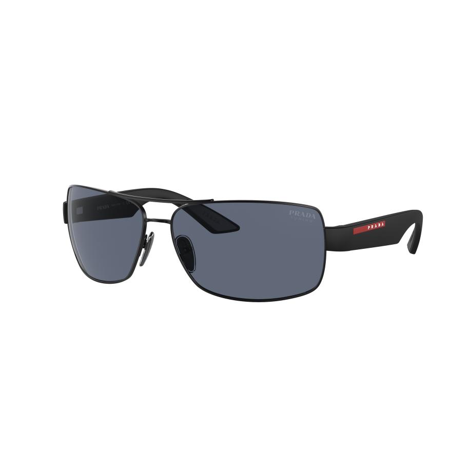 Prada Linea Rossa Mannelijk Sunglass PS 50ZS - Framekleur: Matzwart, Lenskleur: Blauwe tuning Multicolor