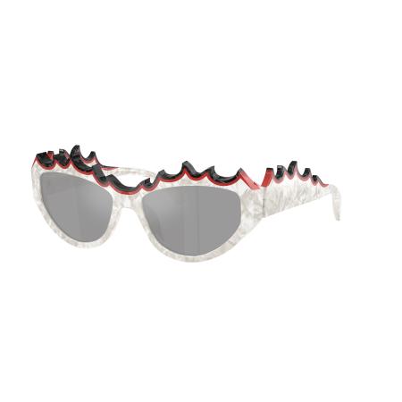 Alain Mikli Vrouwelijk Sunglass A05514 - Framekleur: White Nacree/Rouge/Noir, Lenskleur: Gespiegeld grijs