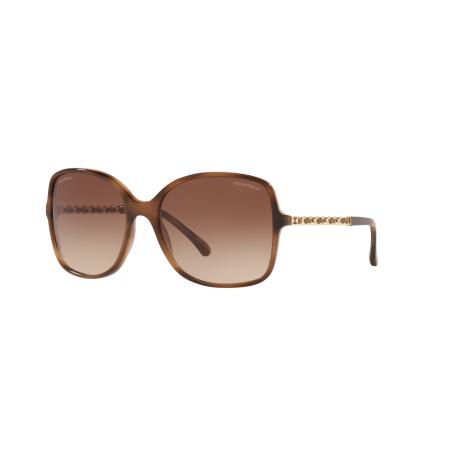Chanel Vrouwelijk Sunglass Square Sunglasses CH5210Q - Framekleur: Tortoise, Lenskleur: Bruin