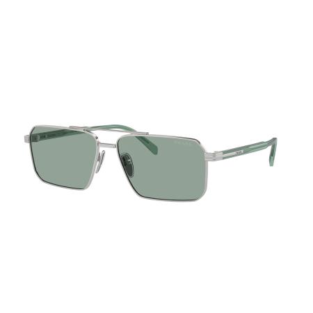 Prada Mannelijk Sunglass PR A57S - Framekleur: Zilver, Lenskleur: Petroleum groen