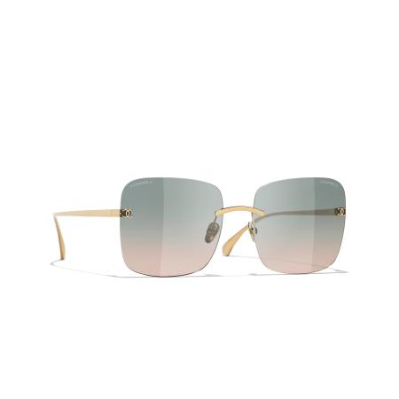 Chanel Vrouwelijk Sunglass Square Sunglasses CH4287T - Framekleur: Goud, Lenskleur: Groen
