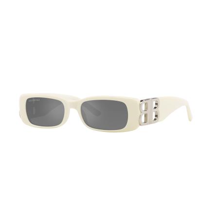 Balenciaga Vrouwelijk Sunglass BB0096S - Framekleur: Wit, Lenskleur: Zilver
