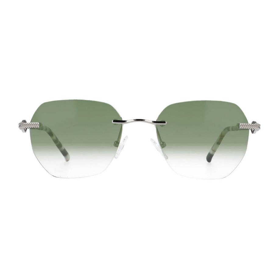 Heren Geometric Randloos Metaal Zilver Zonnebril - SmartBuy Collection