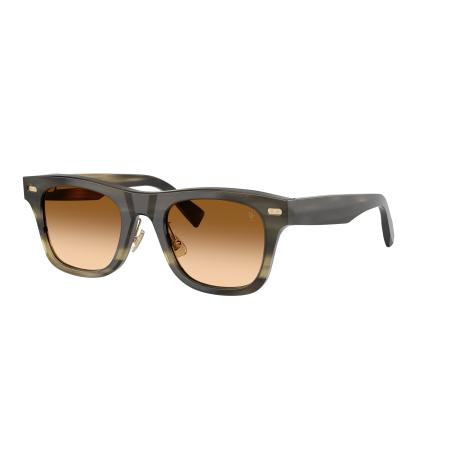 Brunello Cucinelli Mannelijk Sunglass BC8503S - Framekleur: Bruin Hoorn, Lenskleur: Lichtgeel gradiënt oker