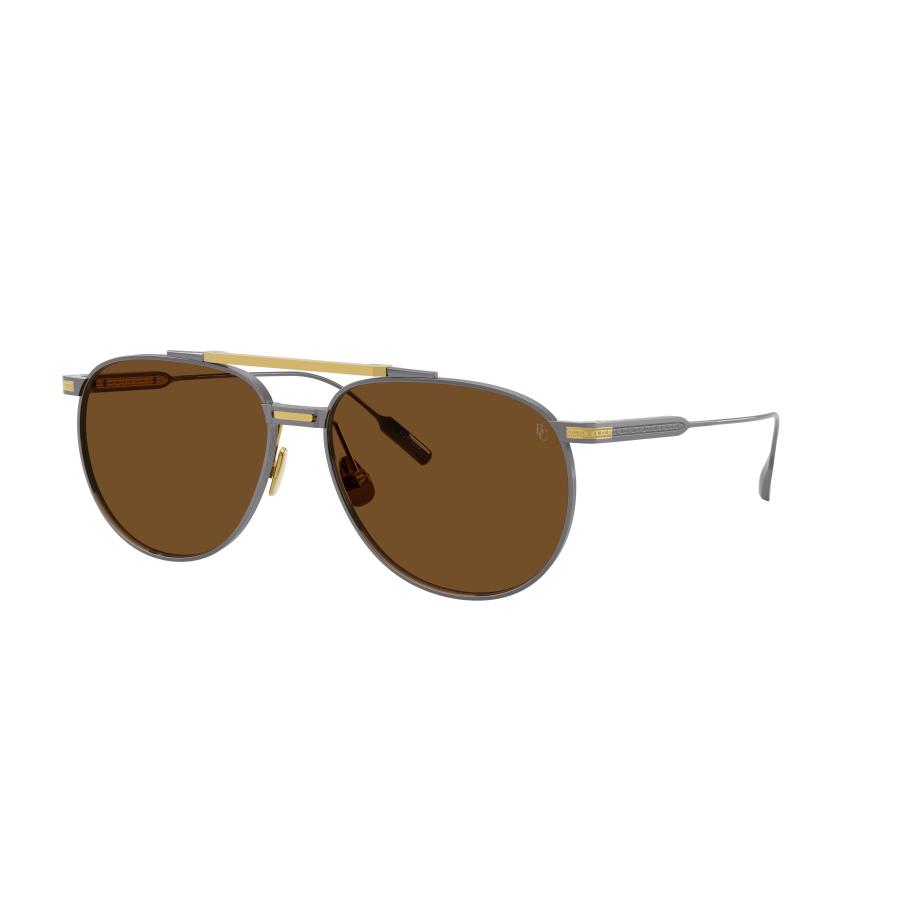 Brunello Cucinelli Mannelijk Sunglass BC2012ST - Framekleur: Staalgrijs/18K goud, Lenskleur: Bruin Polar Bruin
