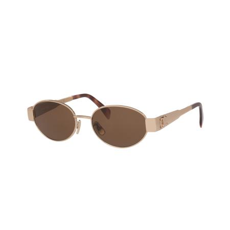 Celine Vrouwelijk Sunglass Triomphe Metal CL40235U - Framekleur: Goud roze, Lenskleur: Bruin
