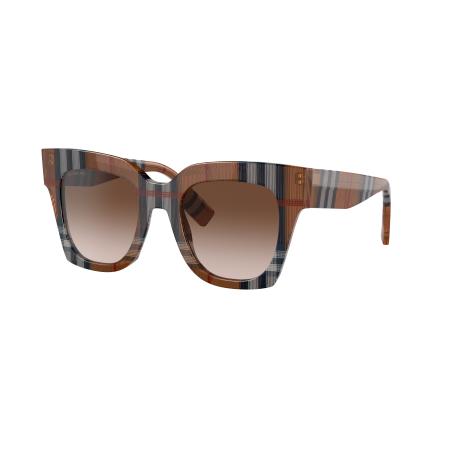Burberry Vrouwelijk Sunglass BE4364 Kitty - Framekleur: Bruin geruit, Lenskleur: Bruin Gradiënt