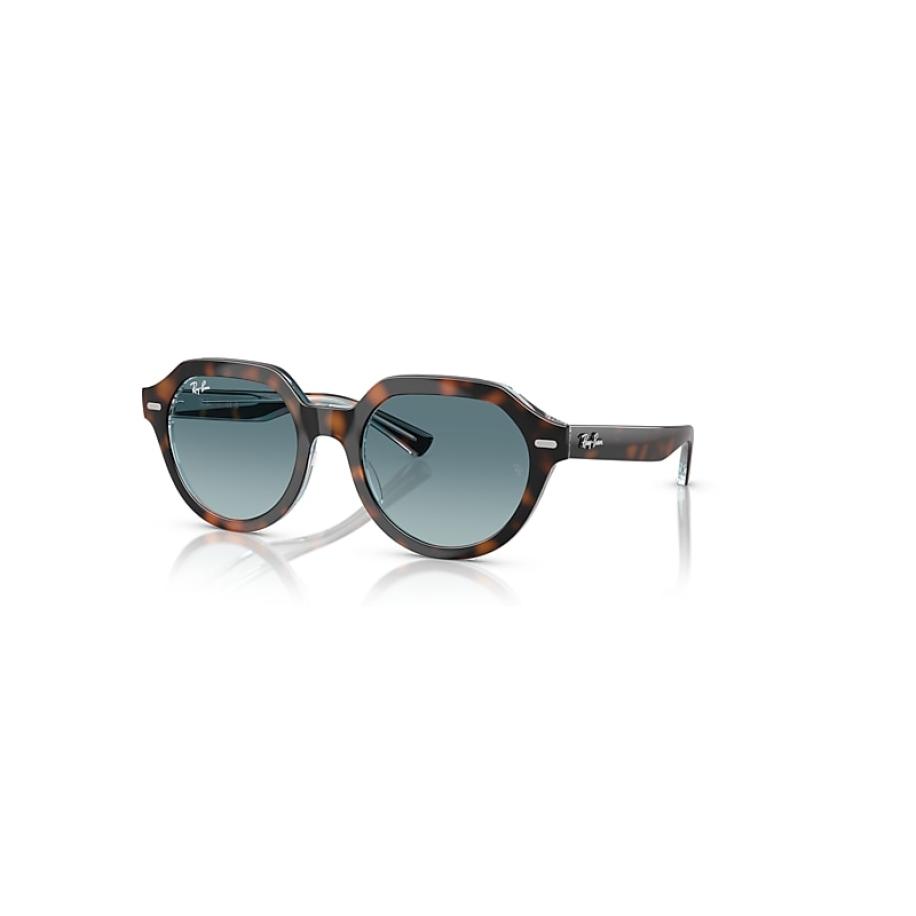 Ray-Ban Gina zonnebril Donker Havana Op Multicolor montuur Blauw glazen 53-21 Multicolor