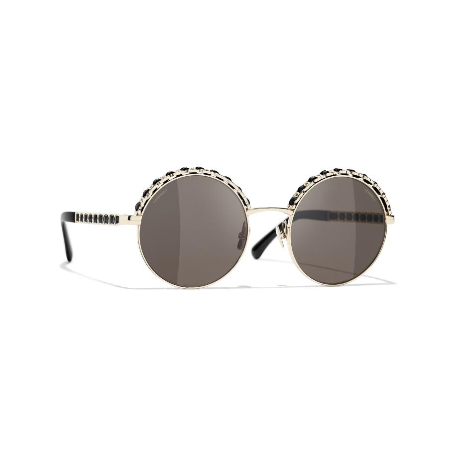 Chanel Vrouwelijk Sunglass Round Sunglasses CH4265Q - Framekleur: Goud, Lenskleur: Bruin Bruin