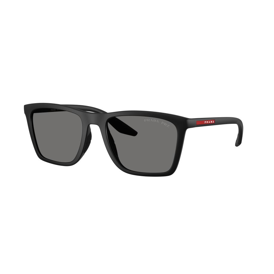 Prada Linea Rossa Mannelijk Sunglass PS B08S - Framekleur: Matzwart, Lenskleur: Donkergrijs Polarized Grijs