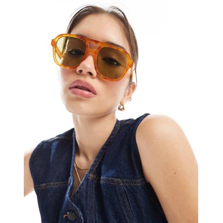 AIRE Whirlpool Pilotenzonnnebril in tortoise met groene glazen-Bruin