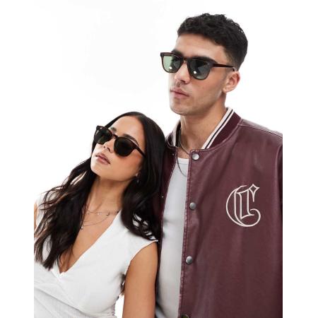 A.Kjaerbede Bate Klassieke ronde zonnebril in bruin